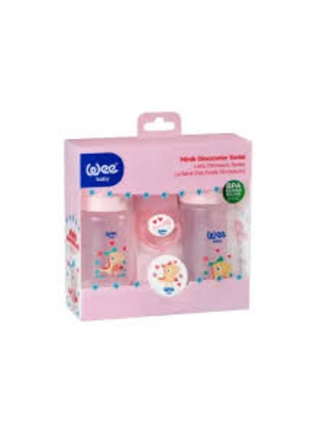 Wee baby A 4-piece pink set featuring small dinosaur shapes. - Image 1