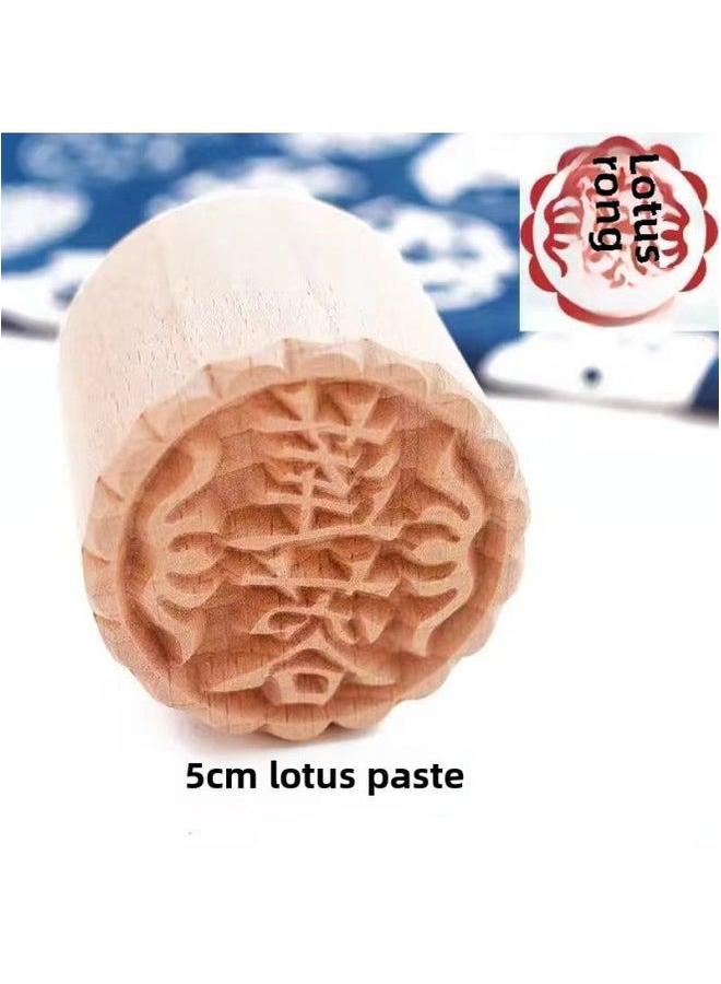 Steamed Bread Stamp Moon Cake Pastry White-skin Crisp Su-style Fuxi Pasta Wholesale-Specifications:5cm Lotus Paste Seal Comes With Red Plain  - Image 1