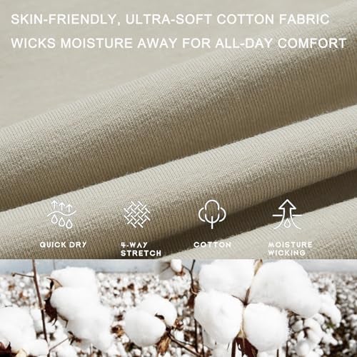 Willit سروال رياضي نسائي من قطن ويليت بفتحة سفلية للسيدات، سروال يوغا رياضي، سروال مريح بأرجل مستقيمة مع جيوب، كاكي M - Image 3