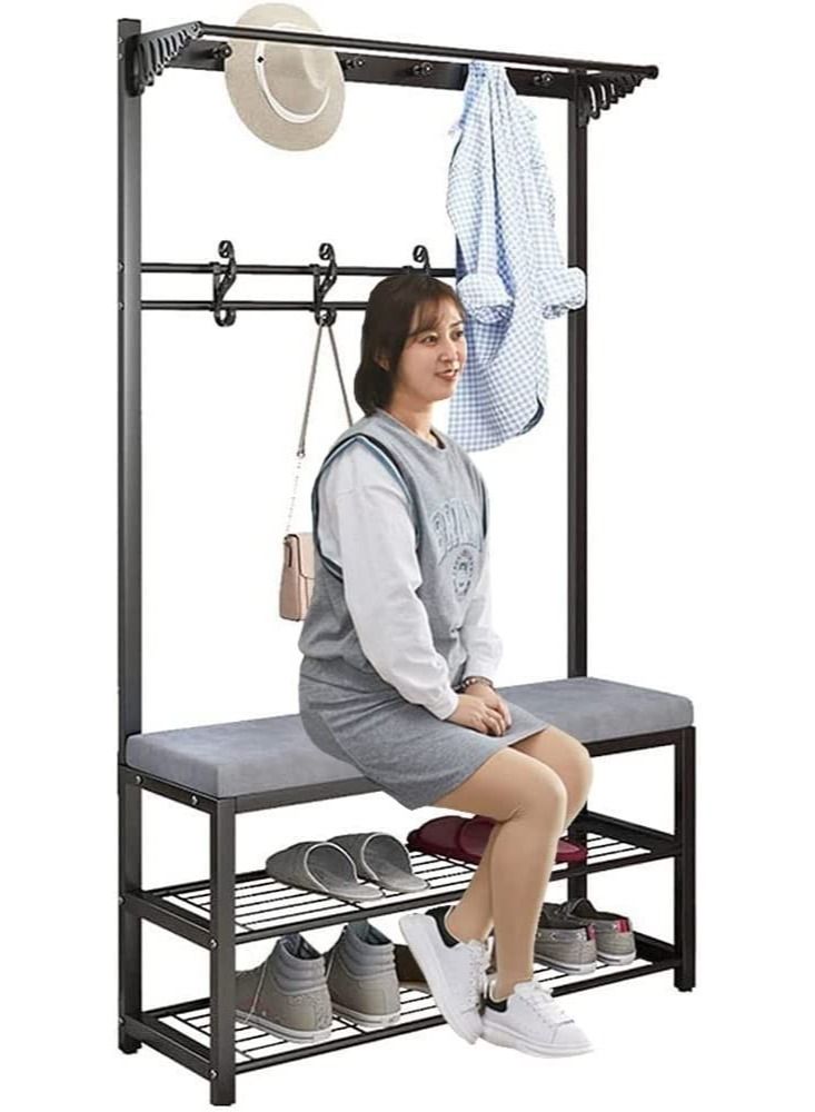 DubaiGallery حاملات المعاطف رفوف المعاطف رف المعاطف المعدنية حامل المعاطف المعدنية حامل القبعات المعاطف الثقيلة غرفة النوم الممر قائم بذاته رفوف الملابس حاملات القبعات رف الحامل القائم بذاته - Image 1