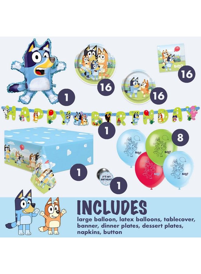 Unique لوازم حفلة عيد ميلاد بلوى؛ لوازم حفلة بلوى؛ زينة عيد ميلاد بلوى؛ زينة حفلة بلوى؛ مع لافتة بالونات بلوى، غطاء طاولة بلوى، أطباق بلوى، مناديل بلوى، زر - Image 3