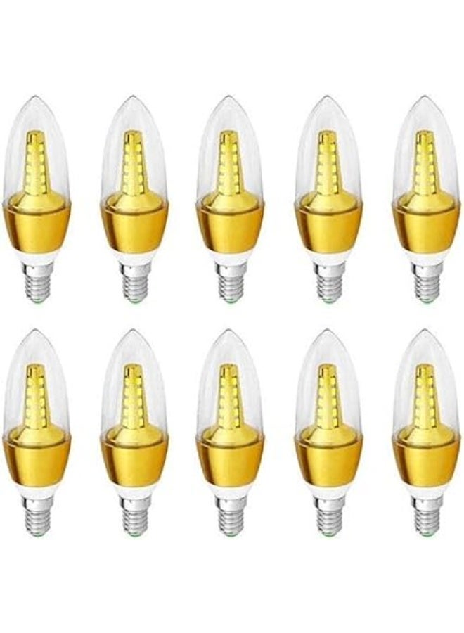 طقم 10 لمبات LED ديكور على شكل شمعة ، قاعدة E14، قوة 4 أو 5 واط، إضاءة صفراء دافئة