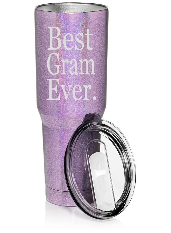 30 oz Tumbler Stainless Steel Vacuum Insulated Travel Mug Cup Best Gram Ever Grammy Grandma Grandmother (Purple Glitter)