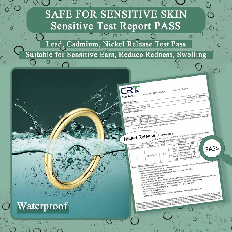 Jstyle 5Pcs 316L Surgical Steel Septum Rings Nose Rings Hoop 16G 18G 20G Hinged Clicker Hoop Nose Rings for Women Men Cartilage Hoop Earring Lip Helix Rook Tragus Conch Septum Nose Piercing Jewelry - Image 2