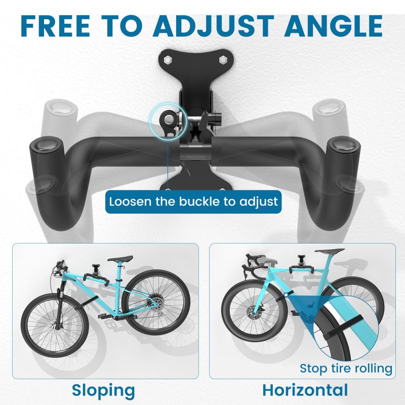 Housolution Bike Wall Mount - [1 Pack] EVA Foam Padded up to 48.5 lbs, Carbon Steel, Valve Mechanism, Heavy-Duty Adjustable Bike Wall Hanger for Road, Mountain and Hybrid Bikes, Garage & Apartment - Image 4