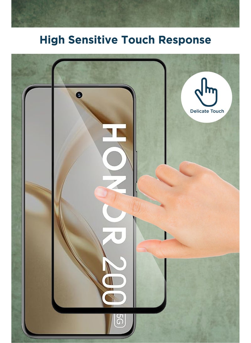 For Honor 200 5G - Tempered Glass Screen Protector - Advanced Border-Less Full Edge to Edge ,Shatterproof , High Responsiveness , Higher Transparency , Quick to Install ,Anti-scratch and Bubble-free Screen Protector - Black - Image 3