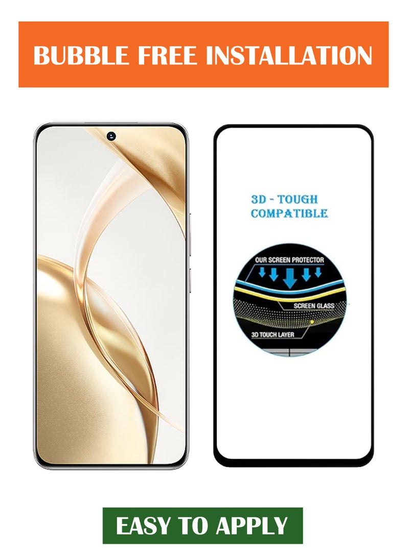 For Honor 200 5G - Tempered Glass Screen Protector - Advanced Border-Less Full Edge to Edge ,Shatterproof , High Responsiveness , Higher Transparency , Quick to Install ,Anti-scratch and Bubble-free Screen Protector - Black - Image 2