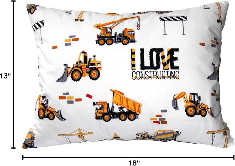 Comfy Turtles Toddler Pillowcase 13 x 18 Cotton - Toddler Pillow Cases for Travel, Truck Tractor Pillows for Boys - The Little Builder - Image 3