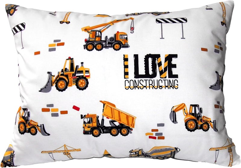 Comfy Turtles Toddler Pillowcase 13 x 18 Cotton - Toddler Pillow Cases for Travel, Truck Tractor Pillows for Boys - The Little Builder - Image 1