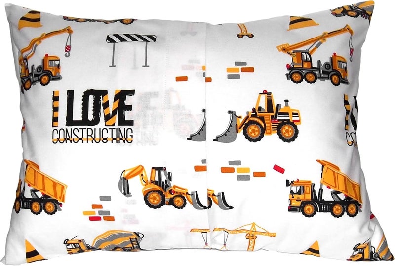 Comfy Turtles Toddler Pillowcase 13 x 18 Cotton - Toddler Pillow Cases for Travel, Truck Tractor Pillows for Boys - The Little Builder - Image 2