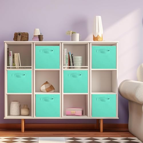 PowerKing Collapsible Storage Cubes with Handles, Fabric Foldable Bins for Closet Shelves, Durable Organization Storage Bins, 10.5'' x 11'' x 10.5'' (2Pack, New Green) - Image 2