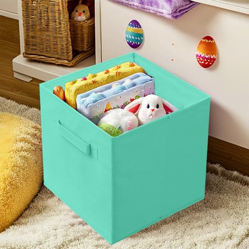 PowerKing Collapsible Storage Cubes with Handles, Fabric Foldable Bins for Closet Shelves, Durable Organization Storage Bins, 10.5'' x 11'' x 10.5'' (2Pack, New Green) - Image 5
