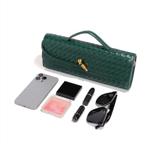 Dreubea Women's Handmade Woven Evening Bag Casual Leather Shoulder Handbag Fashion Crossbody Clutch Purse Silver - Image 3