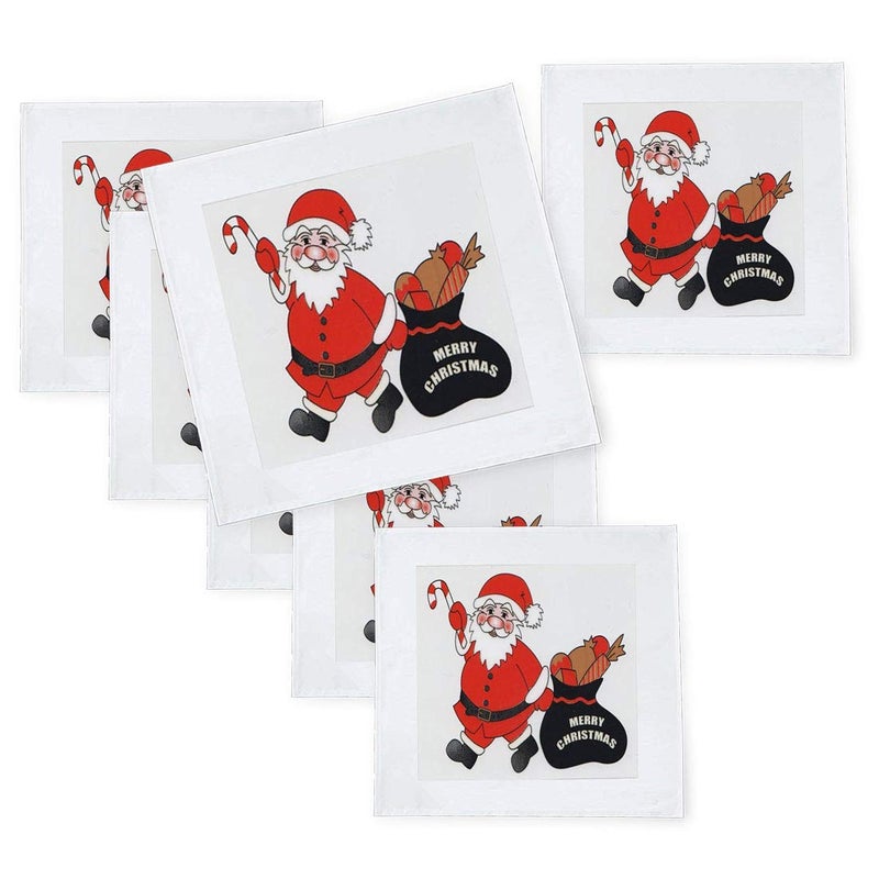 Khakee 6 Pcs Christmas Theme Tafta Silk Table Napkins 10x 10 for Xmas Decoration Christmas OrnamentsChristmas Gift npxmas233P - Image 1