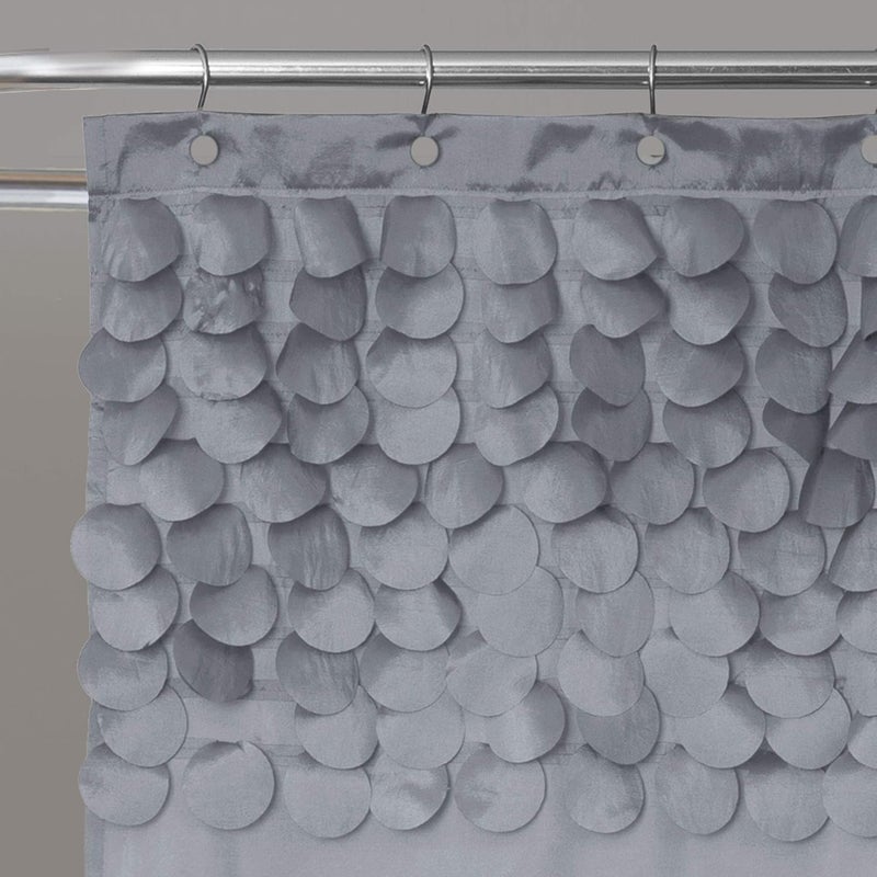 لاش ديكور ستارة دش لوش ديكور ليليان | تصميم دوائر لامعة محبوكة للحمام، 72 × 72 بوصة، رمادي - Image 2