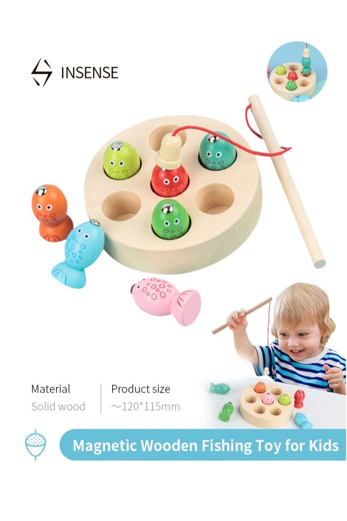 INSENSE Magnetic Wooden Fishing Toy for Kids – Educational Early Learning Game for Hand-Eye Coordination & Color Recognition - Image 1