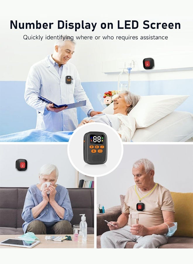 SOS Emergency Call Button System with LED Display - Rechargeable & Customizable Alerts for Seniors/Patients - Image 2