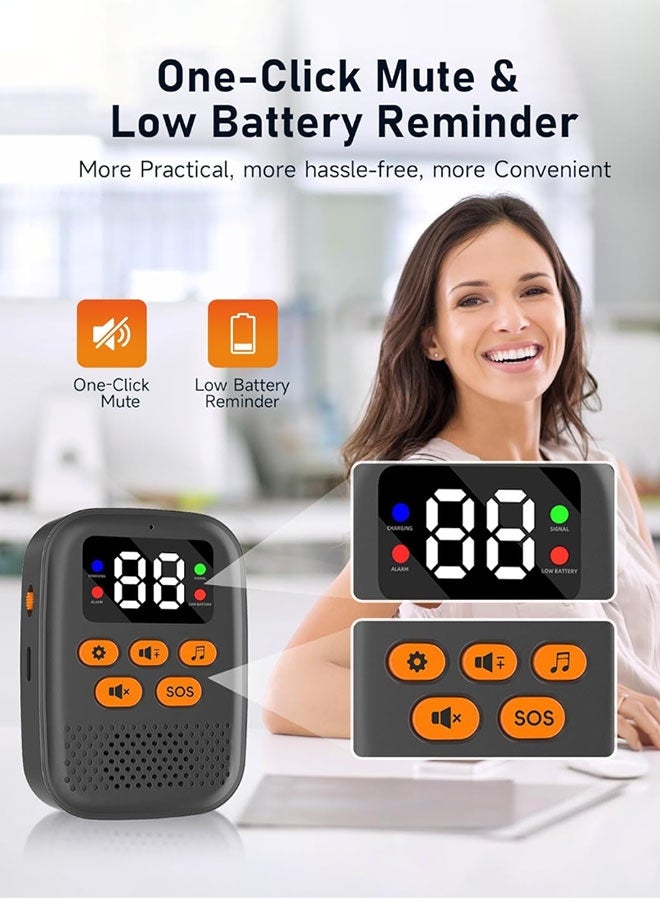 SOS Emergency Call Button System with LED Display - Rechargeable & Customizable Alerts for Seniors/Patients - Image 3