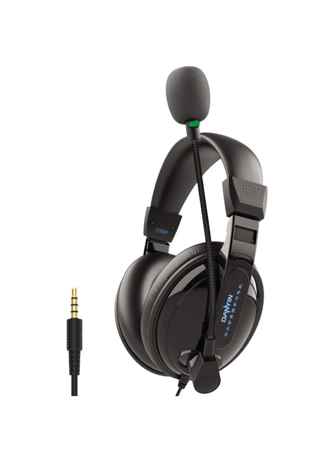 Danyin D3000 English Learning Oral Listening Online Course Headset Wired Computer Headset With Microphone Mic Human-computer Dialogue Children Low Decibel Earphone 3.5mm Black