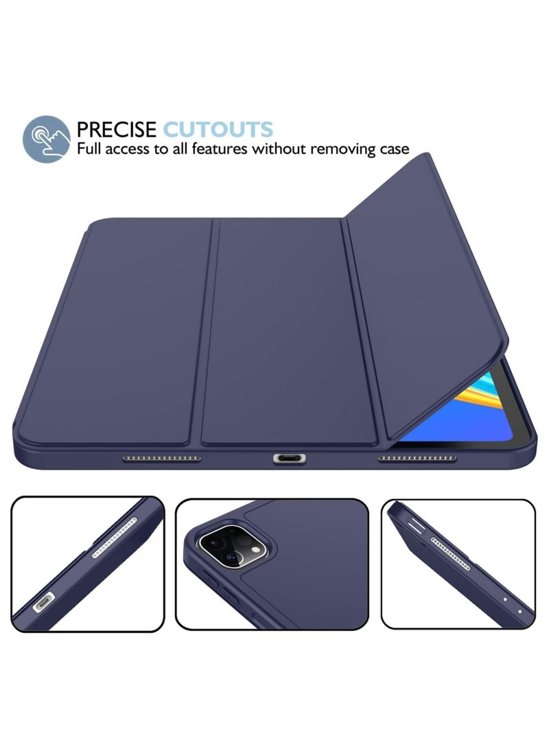 ELTRAZONE حافظة آيباد برو 12.9 الجديدة 2022 (الجيل السادس) / 2021 (الجيل الخامس) مع حامل قلم [دعم شحن / اقتران قلم آيباد الجيل الثاني]، حافظة ذكية قابلة للطي مع ظهر TPU ناعم، استيقاظ / نوم تلقائي - Image 4