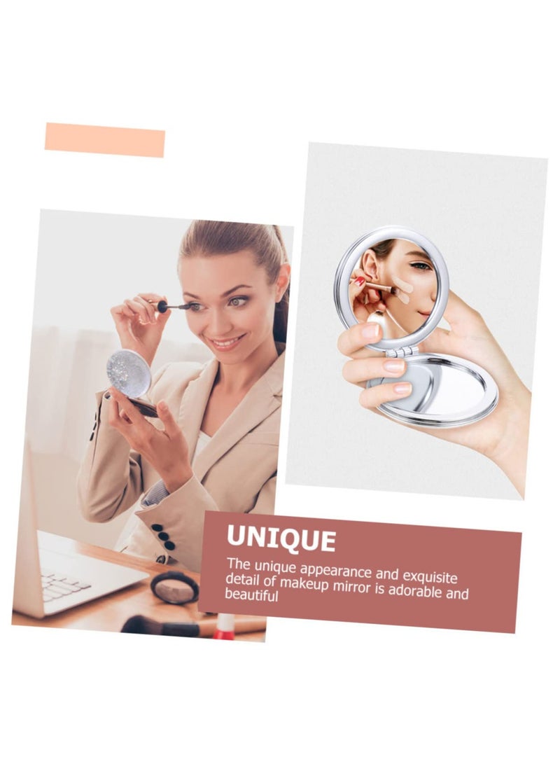 SYOSI 4PCS Quicksand Makeup Mirror, Double Sided Round Handheld Compact Cosmetic Mirror, Cartoon Wallet Cute Wallet Makeup Accessories Compact Mirror, Portable Travel Purse Mirror - Image 3