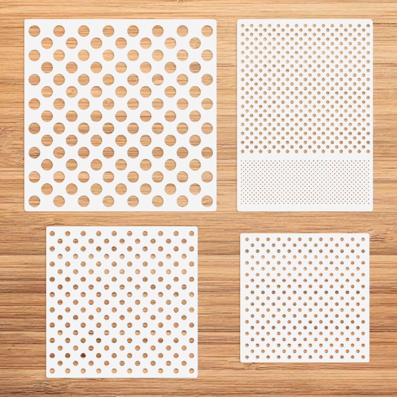 CIEOMODA Polka Dots Stencils4 Pack Assorted Sizes Reusable Circle Pattern Plastic Templates for Making DIY Craft Painting on Wood Furniture PillowsTile Canvas Floor and Wall Decor