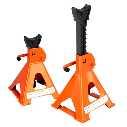 Donext Jack Stands 3 Ton (6,500 lb) Capacity Steel, 1 Pair Orange Lifting Stand Adjustable Jack Stands - Image 1
