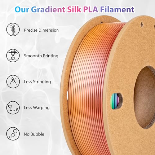 3Dgenius Silk Rainbow PLA Filament 1.75mm Silk PLA 3D Printer Filament Shiny Fast Color Changing Gradient Filament Fit Most FDM Printers, 250g Spool(0.55lbs), Candy Series - Image 3