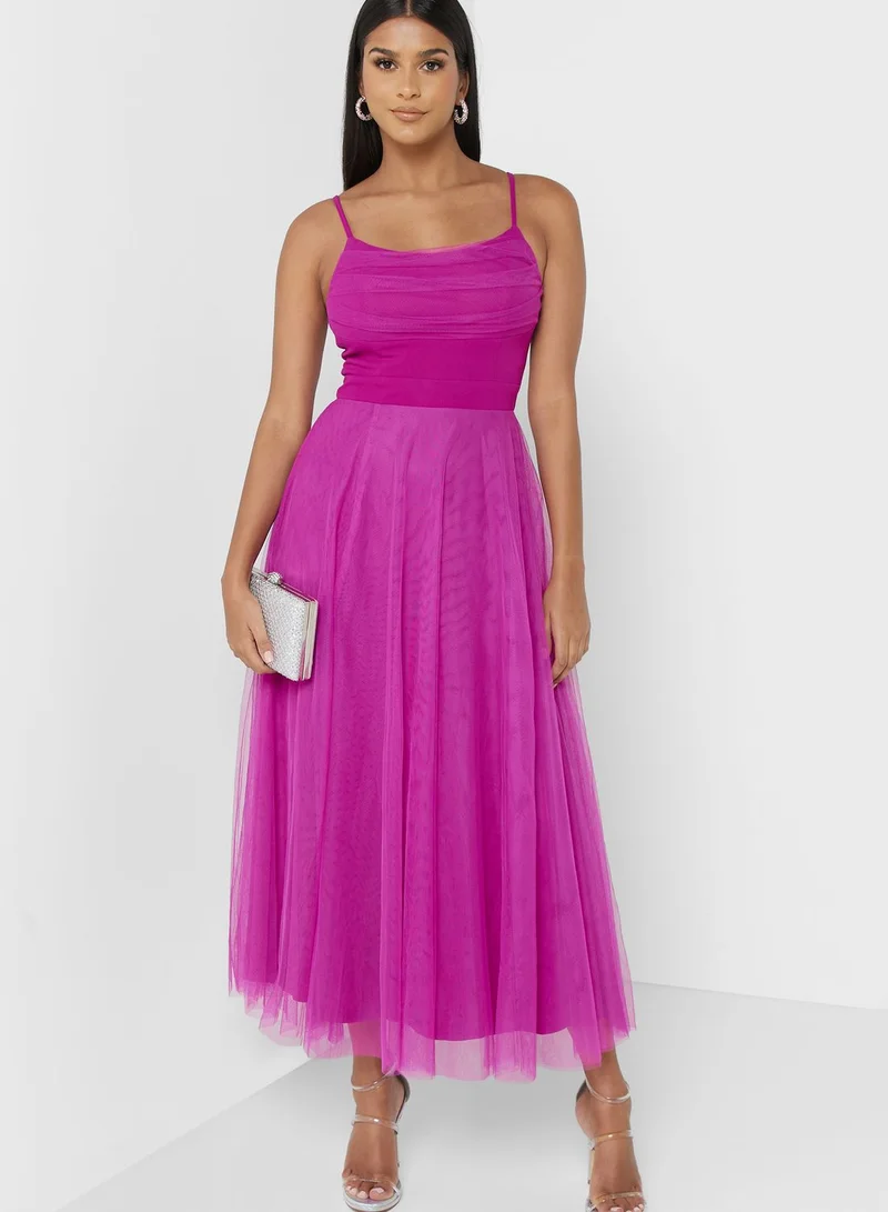 skirt and stiletto Tulle High-Slit Dress