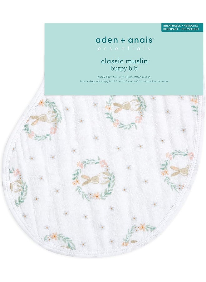 aden + anais Aden + Anais™ Essentials Cotton Muslin Baby Burpy Bib Blushing Bunnies-Bunny Portrait  - Image 2