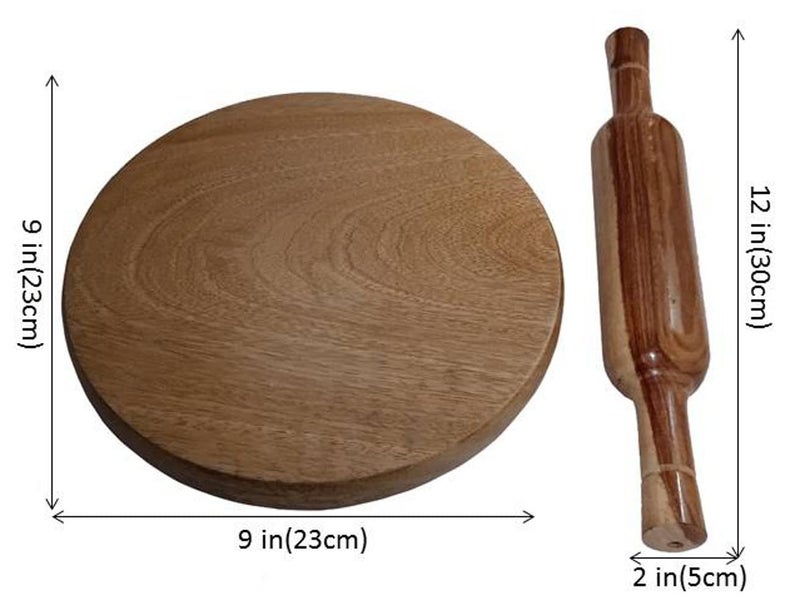 Purpledip Wooden Chakla Belan Roti Maker Rolling Pin Board Set 9 Inch Diameter Kitchen Utensil 11069 - Image 5