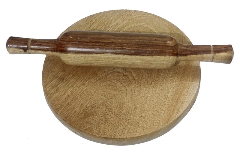 Purpledip Wooden Chakla Belan Roti Maker Rolling Pin Board Set 9 Inch Diameter Kitchen Utensil 11069 - Image 2