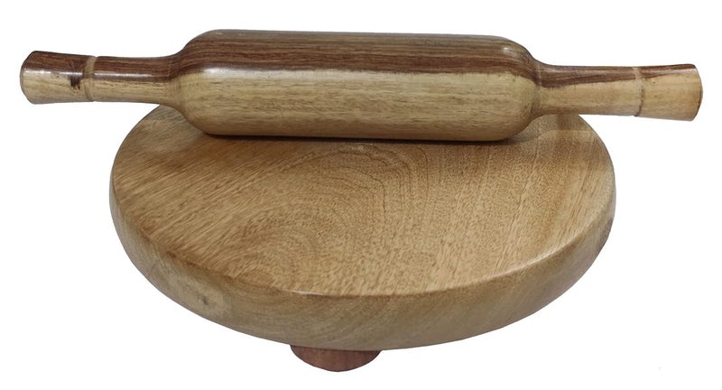 Purpledip Wooden Chakla Belan Roti Maker Rolling Pin Board Set 9 Inch Diameter Kitchen Utensil 11069 - Image 1