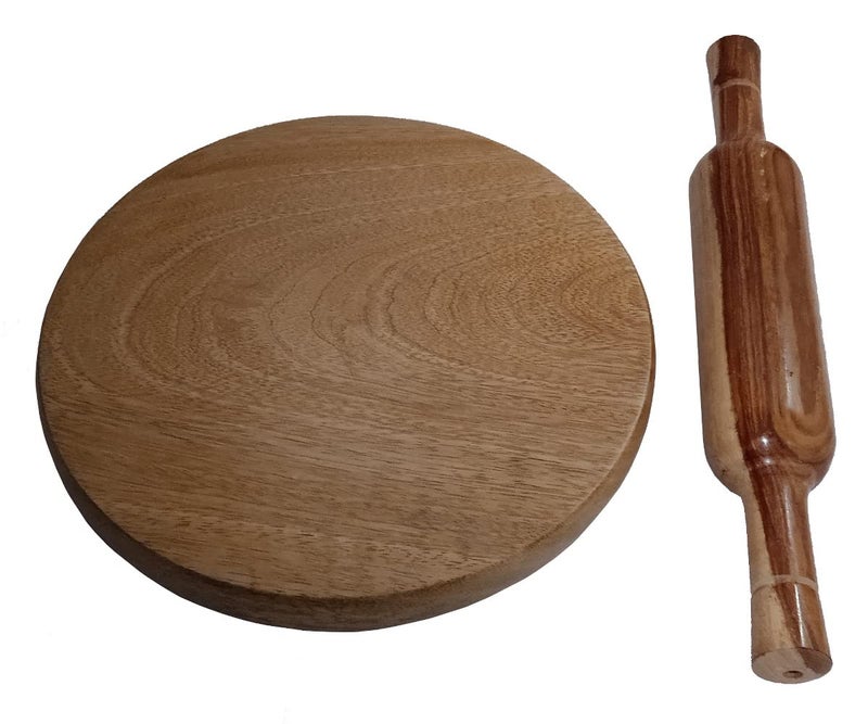 Purpledip Wooden Chakla Belan Roti Maker Rolling Pin Board Set 9 Inch Diameter Kitchen Utensil 11069 - Image 3