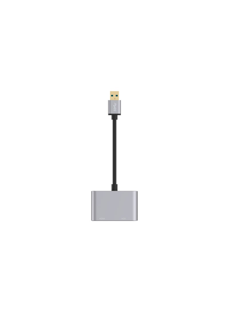 أونتن محول ONTEN OTN-5201B من USB 3.0 إلى HDMI + VGA، محول رسومات USB عالي الدقة بالكامل لإعداد شاشتين، يدعم العرض المتطابق والممتد على أجهزة الكمبيوتر المحمولة والمكتبية والمكاتب والعروض التقديمية واللافتات الرقمية والوسائط المتعددة - Image 3