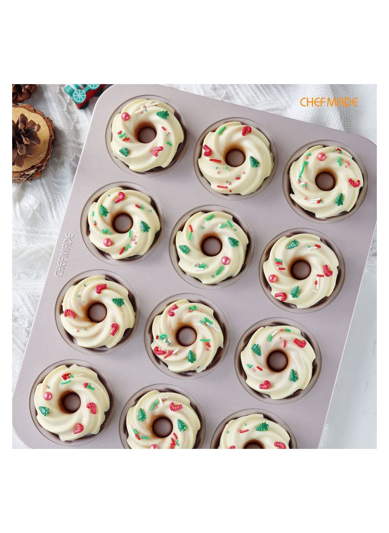 chefmade - Tube Cake Pan 12 Cavity Non Stick Cyclone Doughnut Bakeware - Image 1