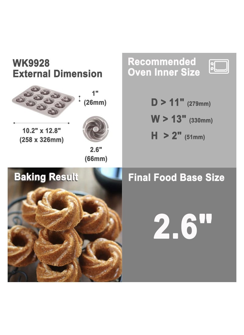 chefmade - Tube Cake Pan 12 Cavity Non Stick Cyclone Doughnut Bakeware - Image 1