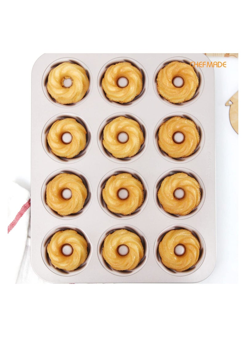 chefmade - Tube Cake Pan 12 Cavity Non Stick Cyclone Doughnut Bakeware - Image 1