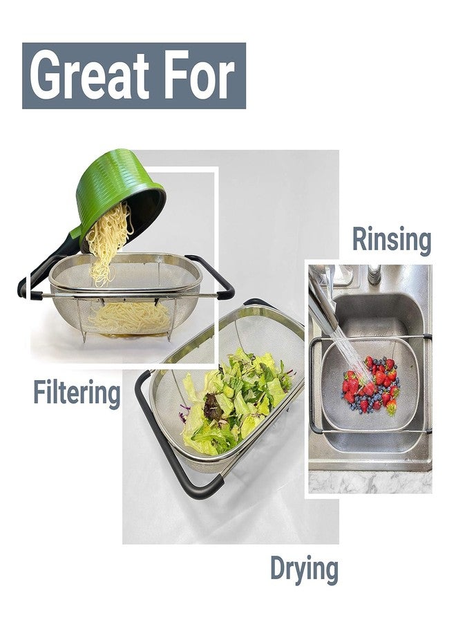 TECHNOWAYS SOLUTION Sink Colander Strainer Basket Stainless Steel, for Kitchen Sink with Rubber Grip, Large, Expandable Metal Strainer for Pasta, Food, Vegetables (35.6L x 25.4W x 11.4H Cm) - Image 5