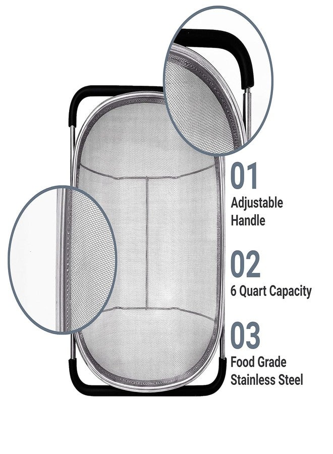 TECHNOWAYS SOLUTION Sink Colander Strainer Basket Stainless Steel, for Kitchen Sink with Rubber Grip, Large, Expandable Metal Strainer for Pasta, Food, Vegetables (35.6L x 25.4W x 11.4H Cm) - Image 3