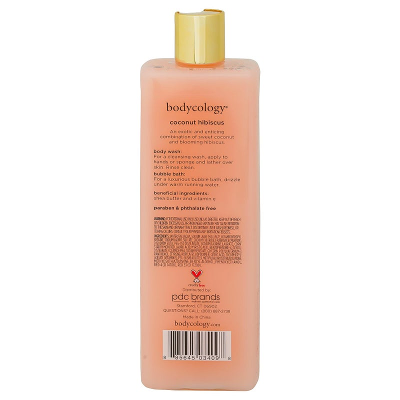Bodycology غسول الجسم المرطب من بوديكولوجي بجوز الهند والهيبسكوس للنساء، 16 أونصة - Image 3
