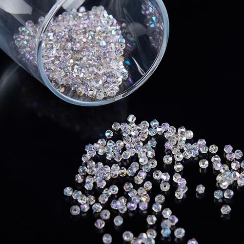 Laopottbeads 1200PCS 3mm Bicone Crystal Glass Beads for Jewelry Making, Sparkling Mini Beads for Suncatchers, DIY Bracelets & Craft Projects (AB Phantom Purple) - Image 4