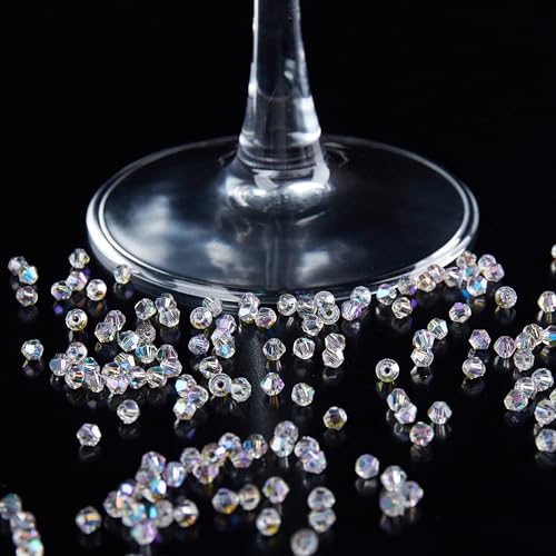 Laopottbeads 1200PCS 3mm Bicone Crystal Glass Beads for Jewelry Making, Sparkling Mini Beads for Suncatchers, DIY Bracelets & Craft Projects (AB Phantom Purple) - Image 3