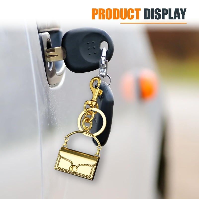 Tuxihapp Cute Mini Handbag Keychain for Car Key Fob Holder - Small Bag Charm Car Key Ring Keychain - Purse Handbag Decoration Accessories for Women Girls (Gilded Gold) - Image 5
