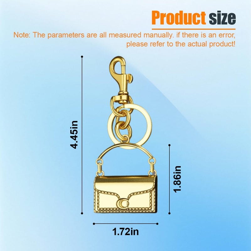 Tuxihapp Cute Mini Handbag Keychain for Car Key Fob Holder - Small Bag Charm Car Key Ring Keychain - Purse Handbag Decoration Accessories for Women Girls (Gilded Gold) - Image 2