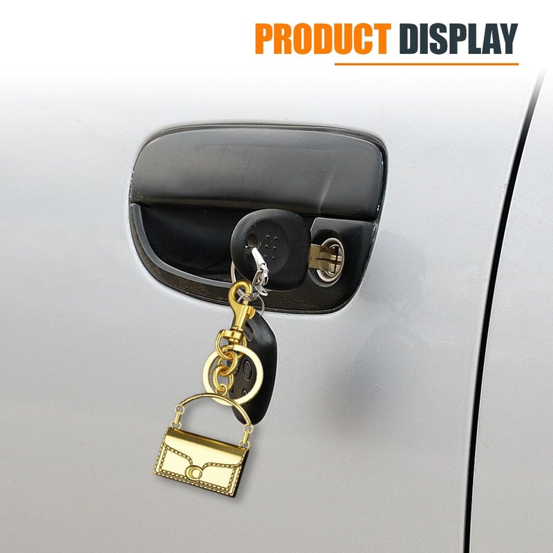 Tuxihapp Cute Mini Handbag Keychain for Car Key Fob Holder - Small Bag Charm Car Key Ring Keychain - Purse Handbag Decoration Accessories for Women Girls (Gilded Gold) - Image 3