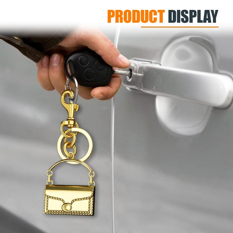 Tuxihapp Cute Mini Handbag Keychain for Car Key Fob Holder - Small Bag Charm Car Key Ring Keychain - Purse Handbag Decoration Accessories for Women Girls (Gilded Gold) - Image 4