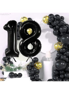 KATCHON Black 18 Birthday Decorations Giant 40 Inch ; Happy 18Th Birthday Decorations For Boys ; 18Th Birthday Decorations For Girls ; Black 18 Balloon Numbers For 18Th Birthday Party Decorations  - Image 3