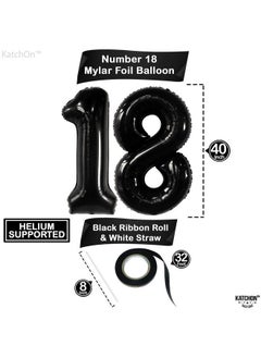 KATCHON Black 18 Birthday Decorations Giant 40 Inch ; Happy 18Th Birthday Decorations For Boys ; 18Th Birthday Decorations For Girls ; Black 18 Balloon Numbers For 18Th Birthday Party Decorations  - Image 5