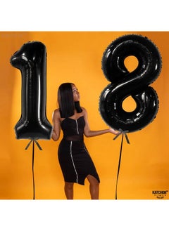 KATCHON Black 18 Birthday Decorations Giant 40 Inch ; Happy 18Th Birthday Decorations For Boys ; 18Th Birthday Decorations For Girls ; Black 18 Balloon Numbers For 18Th Birthday Party Decorations  - Image 4